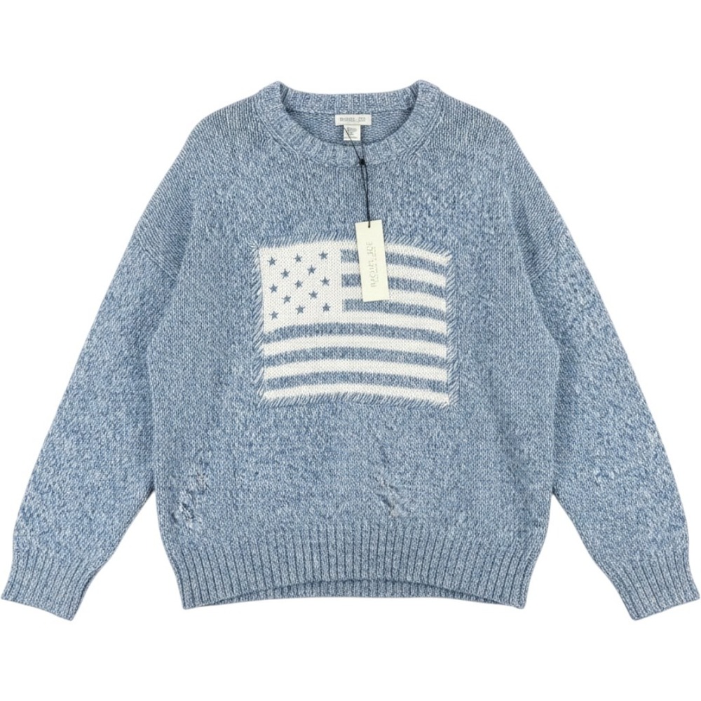 Rachel Zoe American Flag Sweater XL Blue Americana chunky knit Oversized